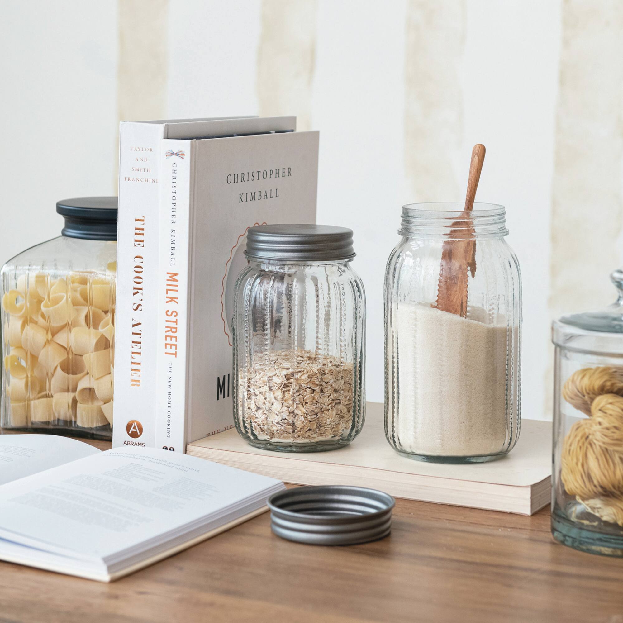 Hello Honey Tea Embossed Glass Jar with Metal Lid